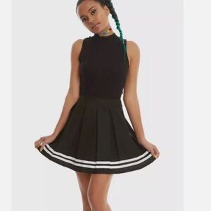 Hot Topic Black Skater Pleated Skirt with White Accents